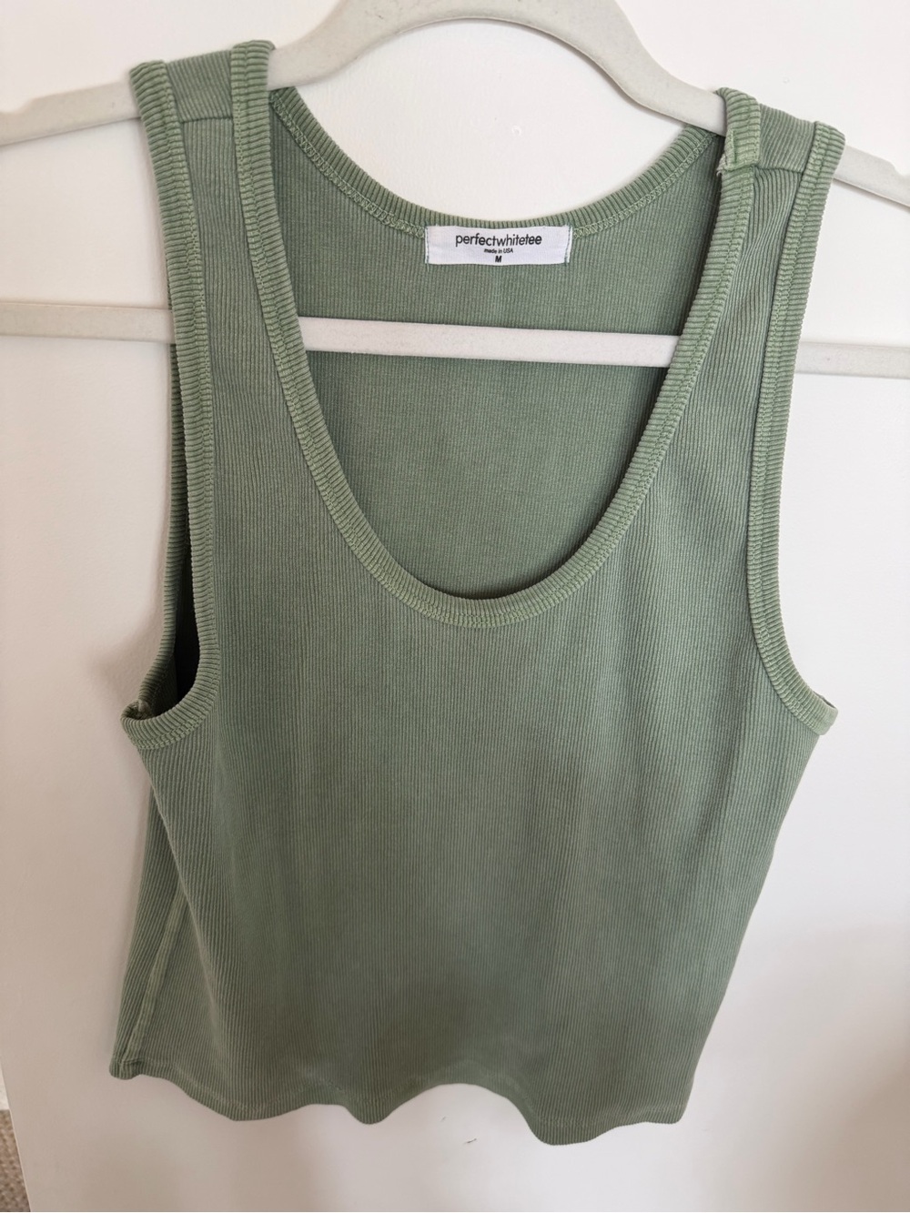 Perfectwhitetee Sage Ribbed blondie Top M